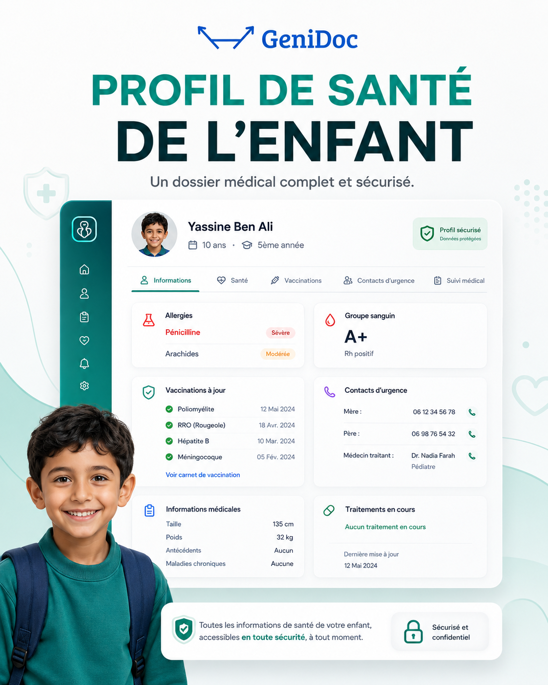 Profil de santé enfant GeniDoc Hayat