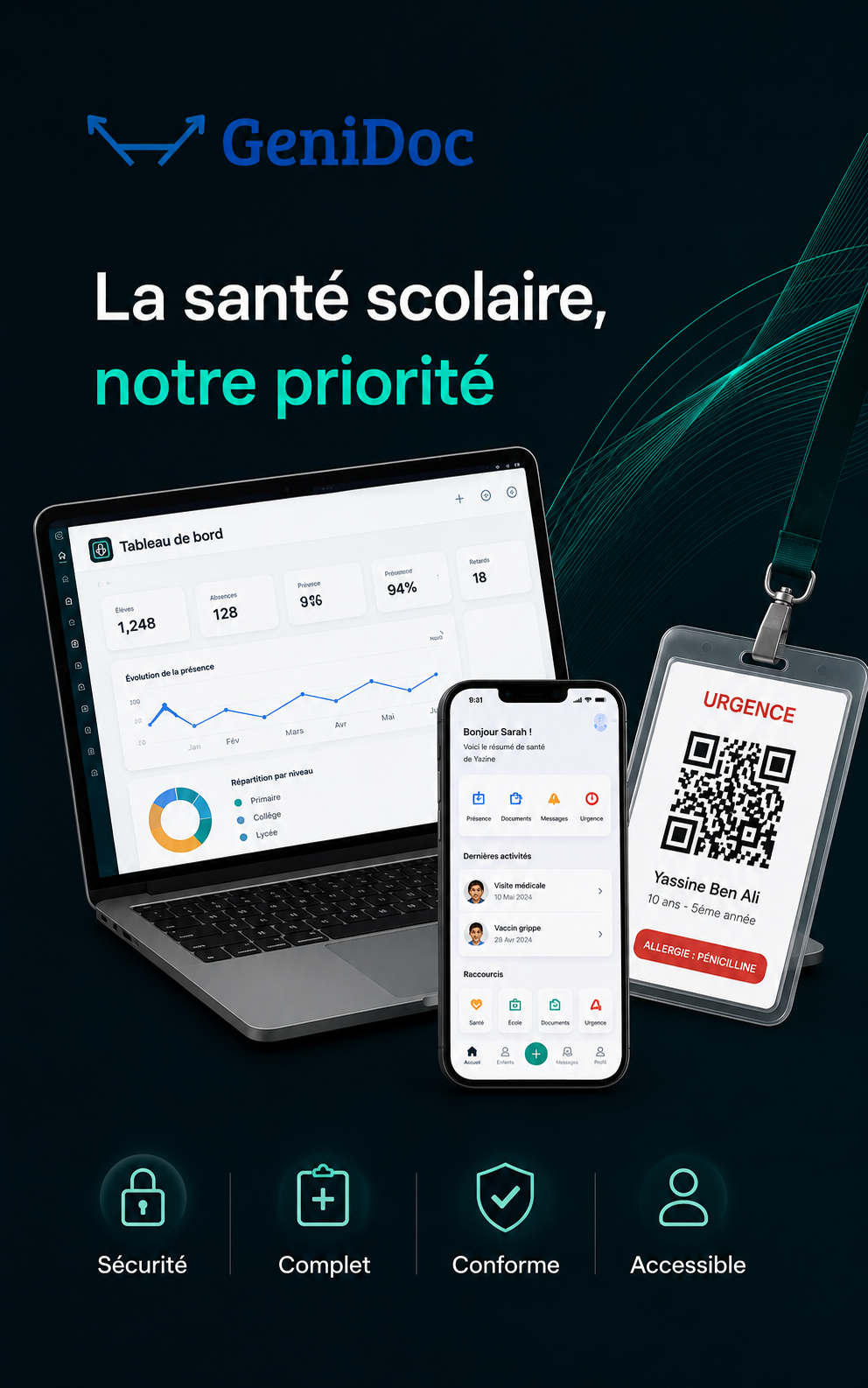 Hero sombre GeniDoc Hayat priorité santé scolaire