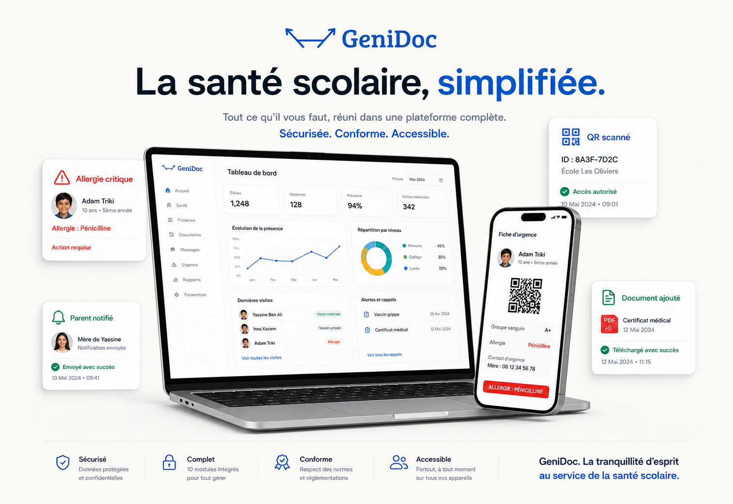 Plateforme GeniDoc Hayat sur ordinateur et mobile
